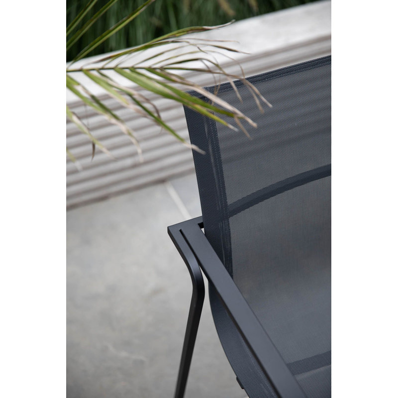 Muze Stacking Patio Dining Chair, Anthracite Frame/Anthracite Mesh