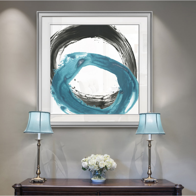 « circulaire réaction ix », peinture, H 28 po x l 28 po x P 1,5 po, Encadrement argenté