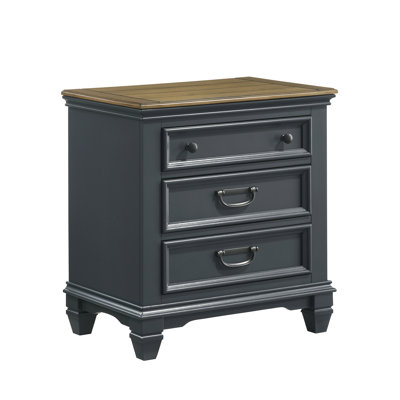 Bedroom Nightstand, Wood Nightstand, Traditional 3-Drawer Nightstand