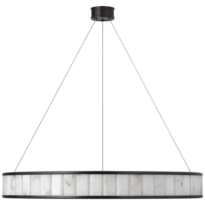 Chapman & Myers Iterna 40" Ring Chandelier with Alabaster, Modern Iron