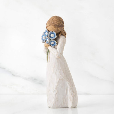 Willow Tree Angel Forget-Me-Not Holding Thoughts, Sculpted Hand-Painted Figure