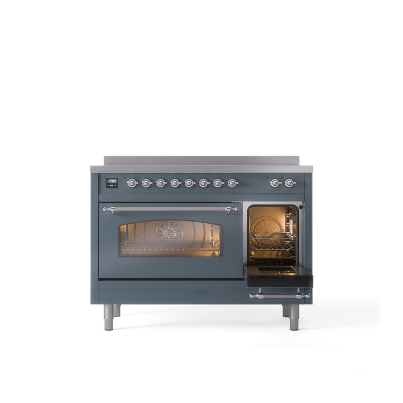ILVE Nostalgie II 48 in Induction Range, Blue Grey/Chrome