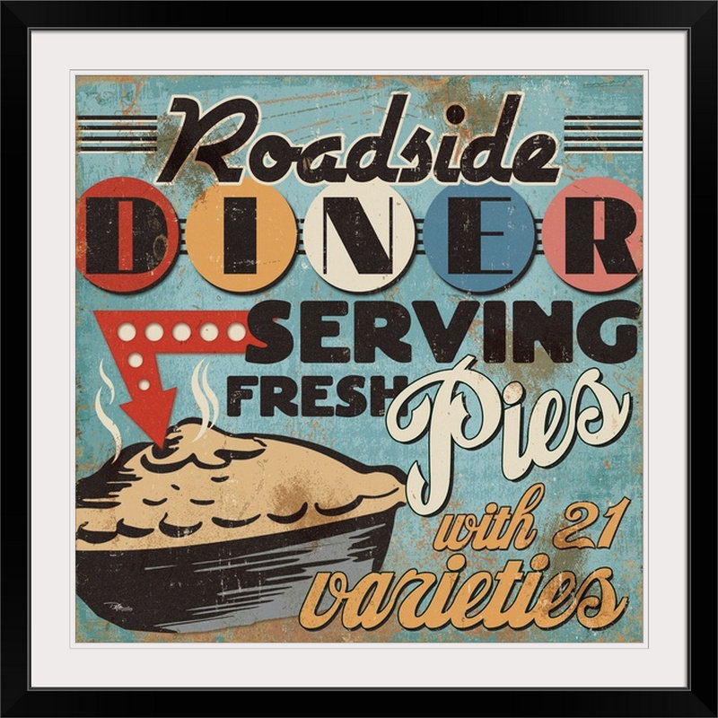 «Diners and Drive Ins II», affiche vintage, H 30 po x l 30 po x P 1,5 po, Toile