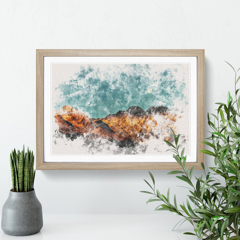 Moon over South Tyrol in Italy - Framed Print, 62cm H x 87cm W x 2cm D, Oak Framed