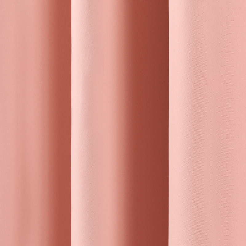 Bantam Solid Blackout Thermal Rod Pocket Curtain Panels, 52" W x 108" L, Coral
