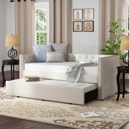Charlton Home® Emerico Upholstered Daybed with Trundle & Reviews | Wayfair