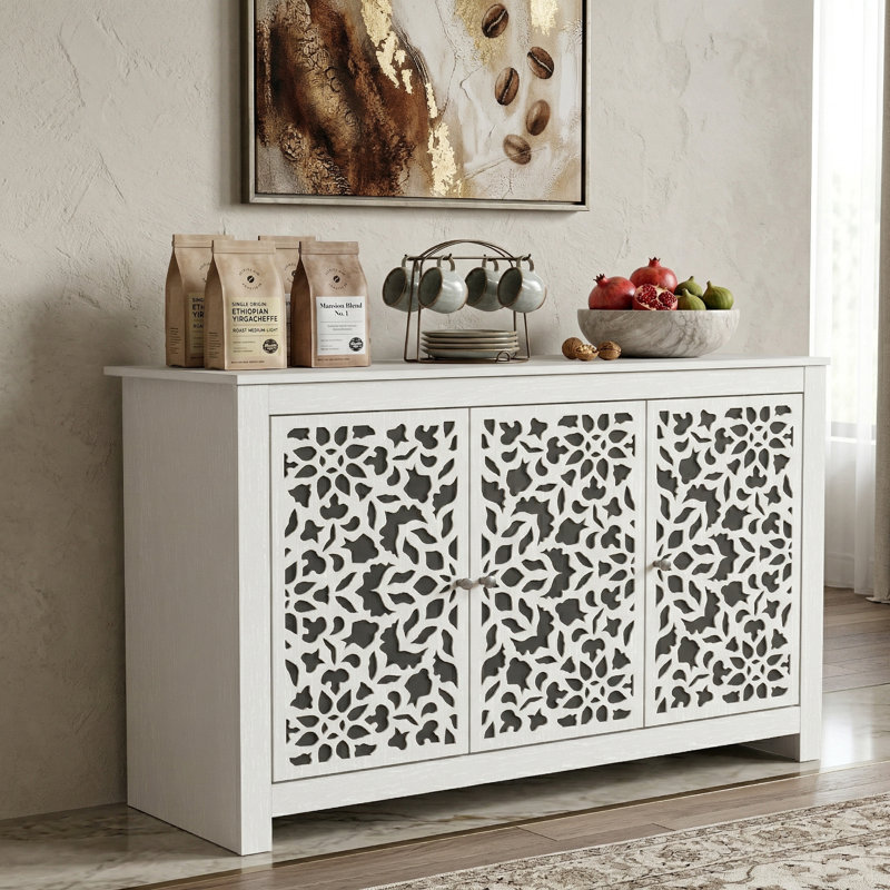 Culbreath Arrastia 3 Door Wide Sideboard, Pearl White Oak, Barli