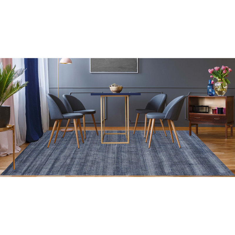 Tapis bleu marine noué à la main de haute qualité, Rectangle 12 pi x 15 pi