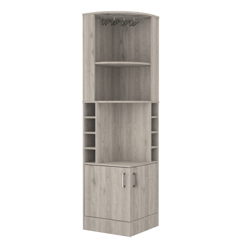 Gray Wine Cabinet With 8 Capacity And Extra Shelf Drink Central Beverage Showcase Area