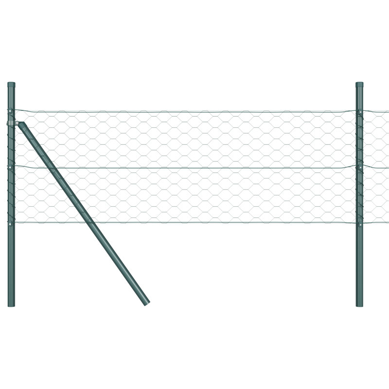 Vidaxl Hexagon Fence Steel, Green, 60cm H x 2500cm W