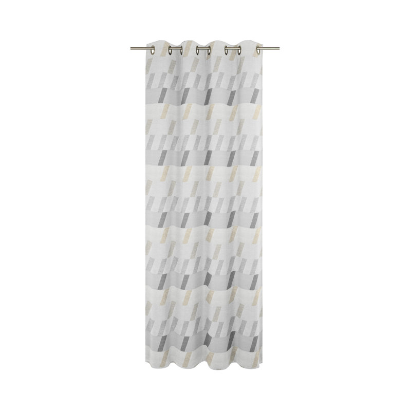 Lopez Eyelet Room Darkening Single Curtain, Light grey/Beige/Grey, 132cm Width x 245cm Drop