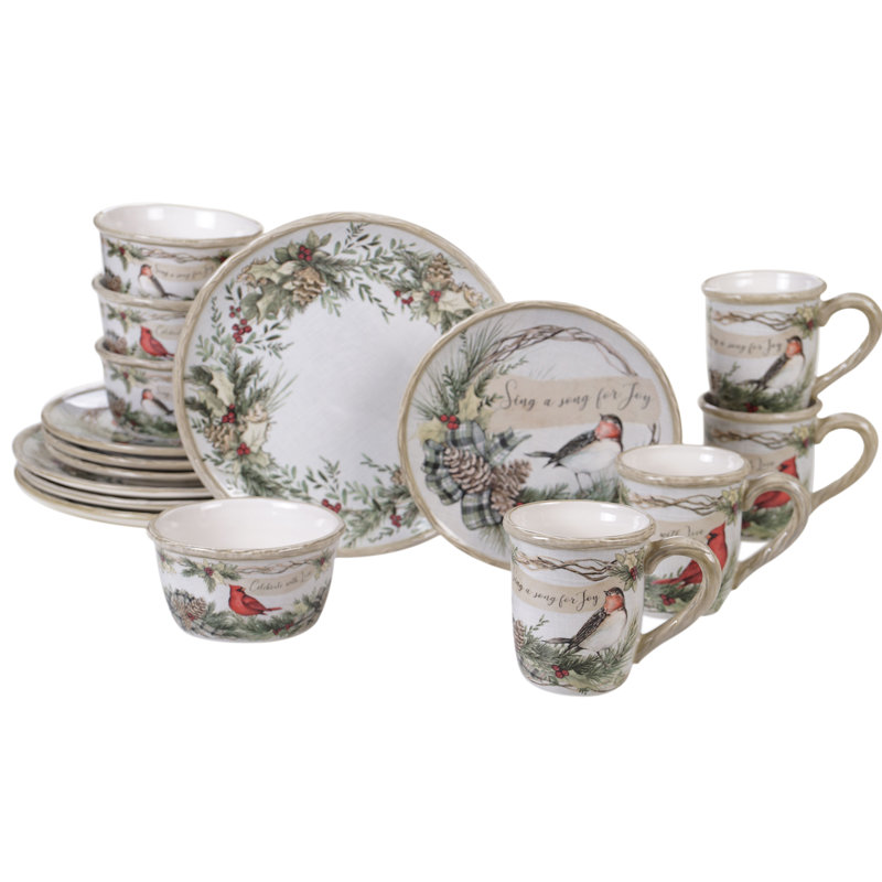 White Ceramic 16-Piece Dinnerware Set for 4