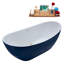 Baignoire de trempage autoportante en acrylique 62 "avec bonde et plateau en bambou Streamline-90888245