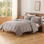 Ensemble de housse de couette en lin taupe foncé-119287298-119287295