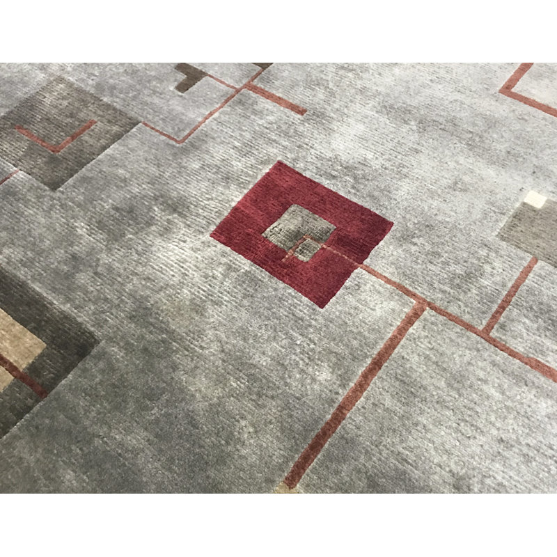 Hand-Knotted High-Quality Green and Beige Area Rug