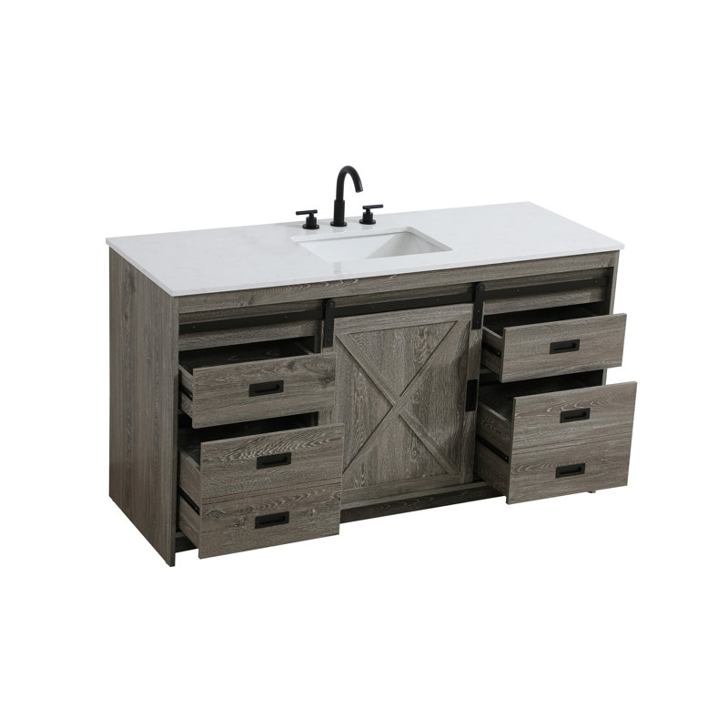 Meuble-lavabo simple 60 po Boden, Gris rustique