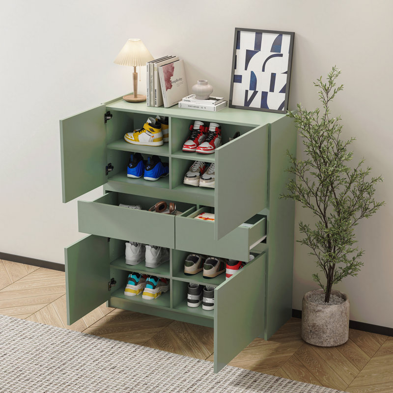 Armoire de rangement polyvalente en bois avec 4 portes et 2 tiroirs pour une organisation efficace et une esthétique moderne