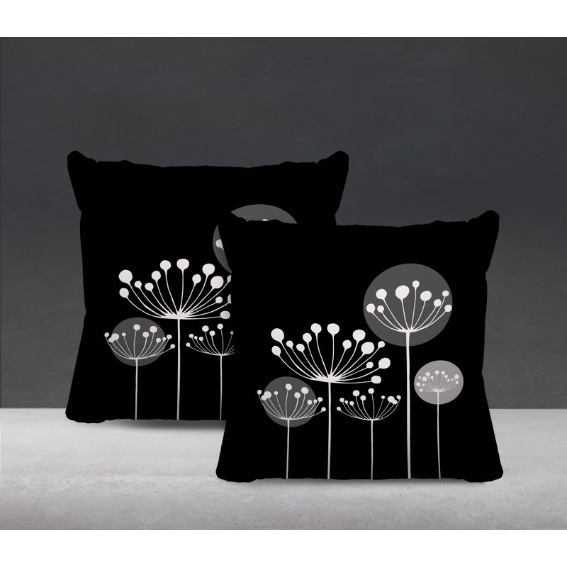 Housse et insert de coussin décoratif intérieur / extérieur en mélange de polyester, L 15 po x H 15 po, Noir