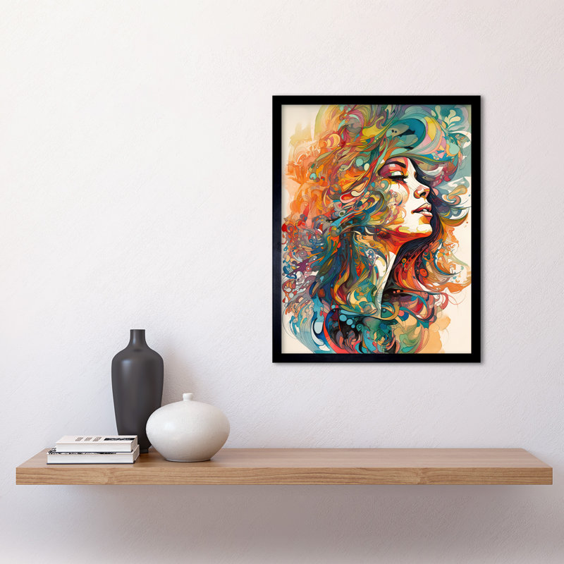 Parina Iris Goddess of Rainbows Multicoloured Flowing Hair Deity Portrait 1 Piece Single Picture Frame Wall Art