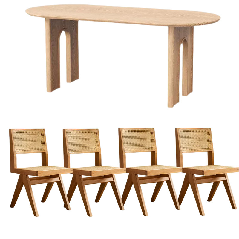Ensemble de salle à manger ovale, H 29,52 po x L 70,86 po x l 31,49 po, Table, 4 chaises