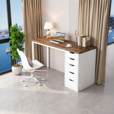 Bureau de direction moderne 47 po avec 5 tiroirs et armoire réversible