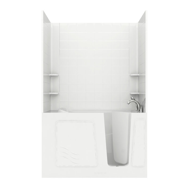 Tucson 60'' x 30'' Fiberglass Bathtub with Faucet, Right, White