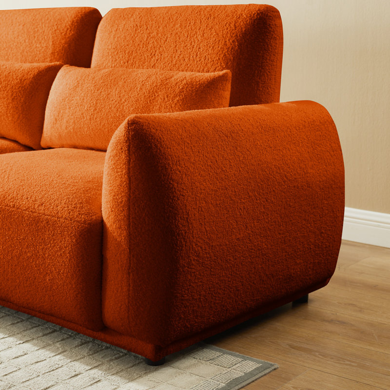 Canapé modulaire modulaire, canapé convertible en U confortable avec 2 repose-pieds, Laine orange