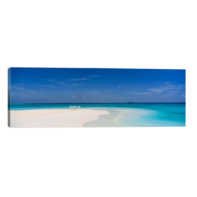 Beach Scene The Maldives - Wrapped Canvas Panoramic Print, 30.48 cm H x 91.44 cm W x 3.175 cm D