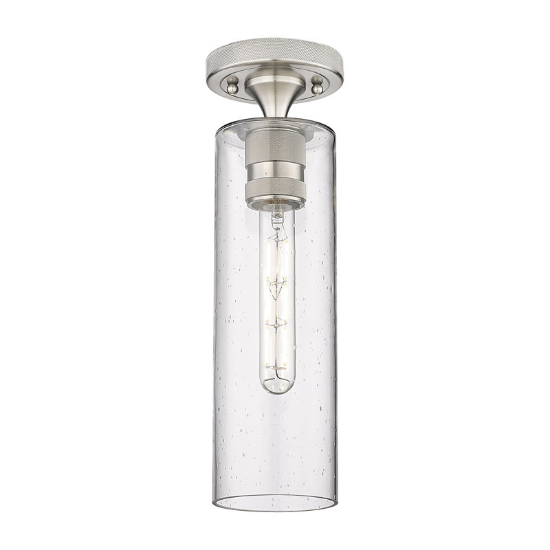 Plafonnier encastré 1 lumière Crown Point, Grainé, Nickel satiné, H 12 po x l 3,88 po x P 3,88 po