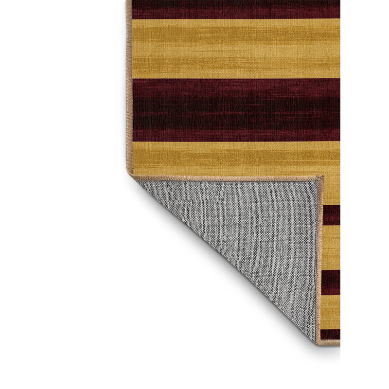 Machine Washable Horizontal Stripes Brown Area Rug, Square 3'