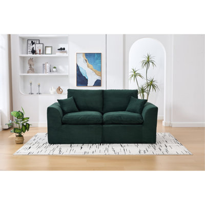 Canapé confortable et ergonomique à deux places, en mousse haute densité, avec housses de coussin amovibles. Parfait pour la chambre à coucher. Motif nuage moderne, support et design.