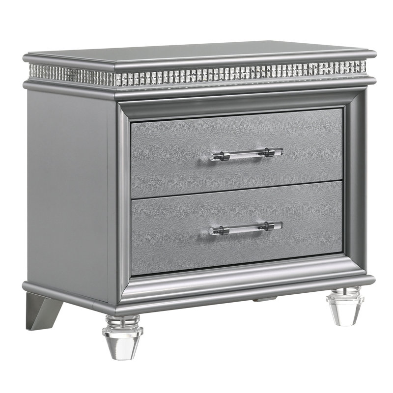 Belliveau 29.5'' W Solid Wood Nightstand, Silver