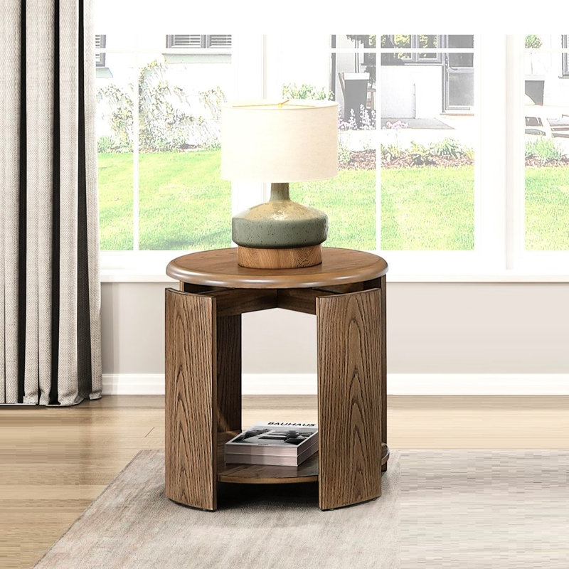 Round End Table with Open Shelf