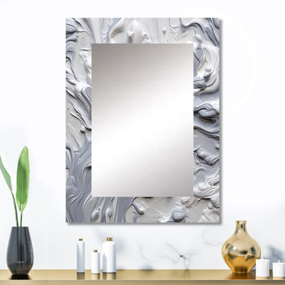 Gris et crème Harmony In Chaos II - miroir décoratif abstrait, miroir mural gris, impression d'art en métal