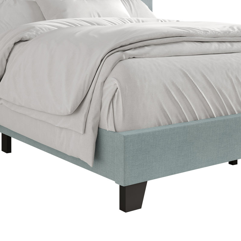 Lit tapissier standard non fini Sherlyne, Bleu clair, Très grand