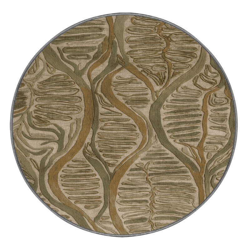 Tapis brun lavable à la machine, Rond 6 pi