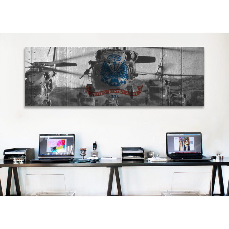 « flags armée blackhawk-hélicoptère », impression sur toile tendue, H 12 po x l 36 po x P 1,5 po, Toile tendue