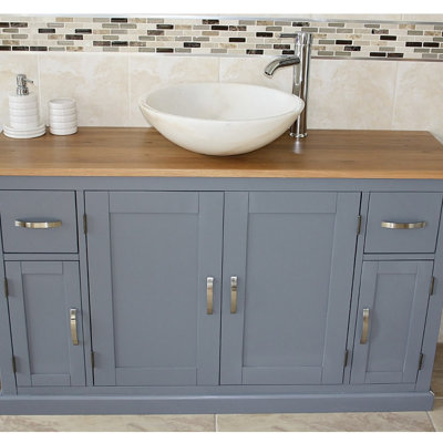 Ankara 1230 mm Freestanding Single Vanity with Vessel Stone Basin
