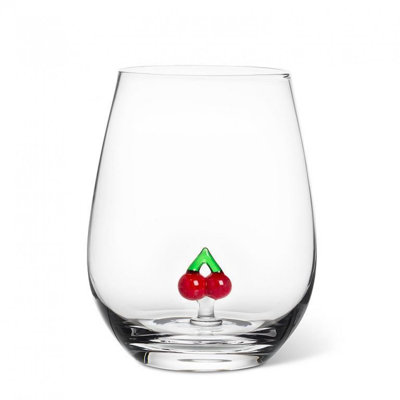 Cherries Stemless Wine Glass