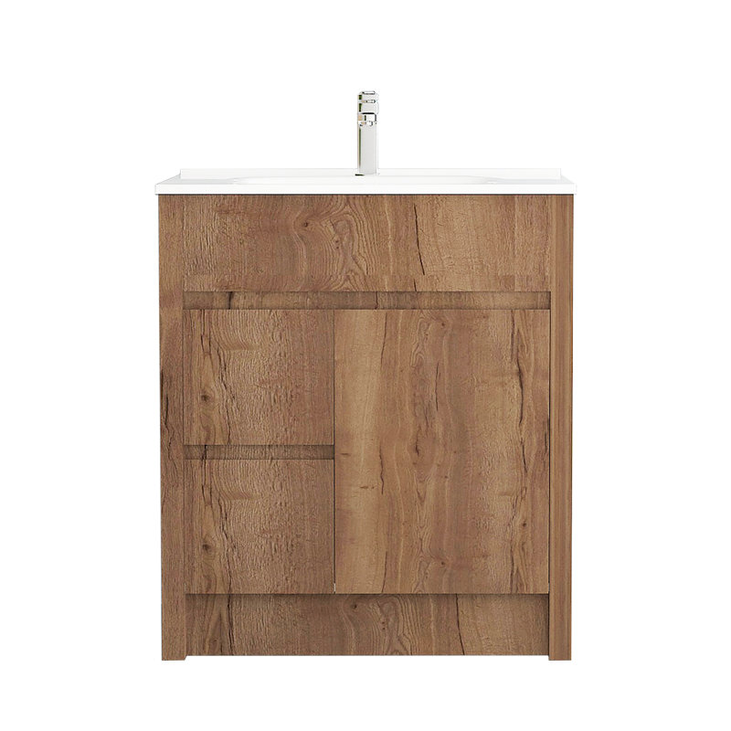 Isabella 30 po L x 18 po P 1 porte et 2 tiroirs Meuble-lavabo autoportant avec évier simple et Comptoir en Céramique blanc