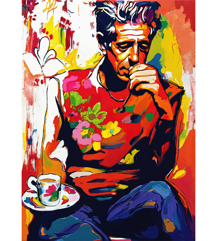 Bourdain, estampe numérique sur toile tendue avec châssis, H 18 po x l 15 po