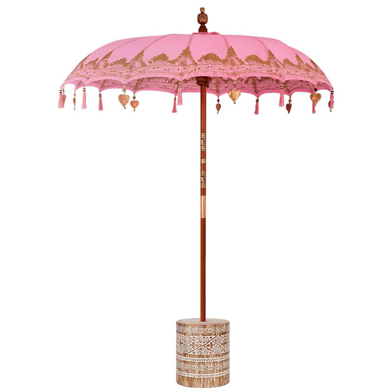 Balinese Parasol Cotton, Solid Wood, 260cm H x 185cm W x 185cm D, Pink