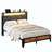 Cradere Full Size Bed Frame with Headboard, Upholstered Platform Bed with Storage Shelves and Charging Station-634986767