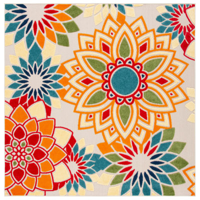 Tapis d'intérieur / extérieur à motif floral Stephine