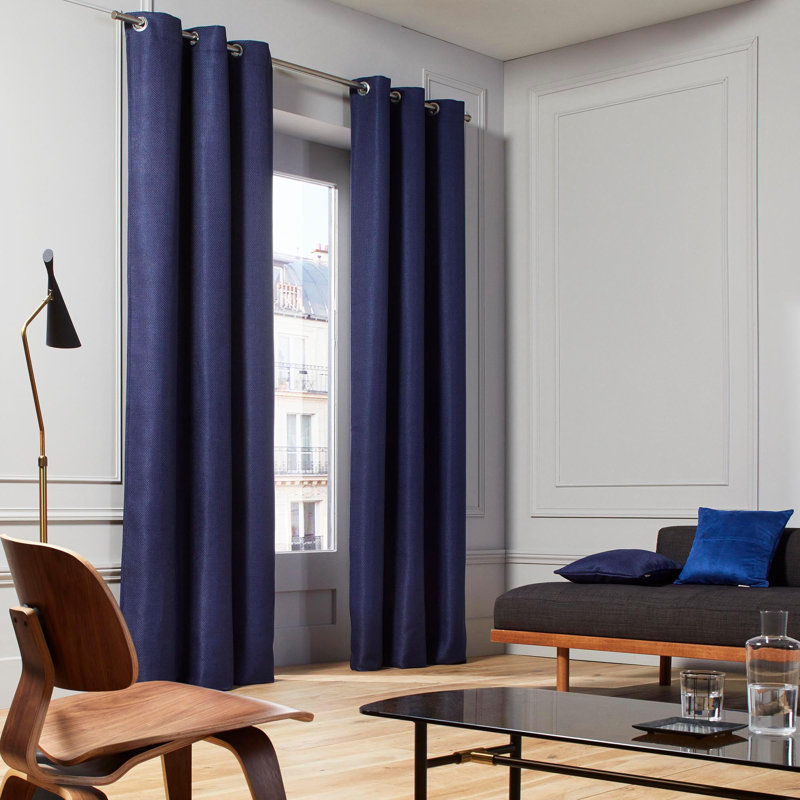 Hearns Room Darkening Single Curtain Panel, 350 W x 277 D cm, Dark Night Blue