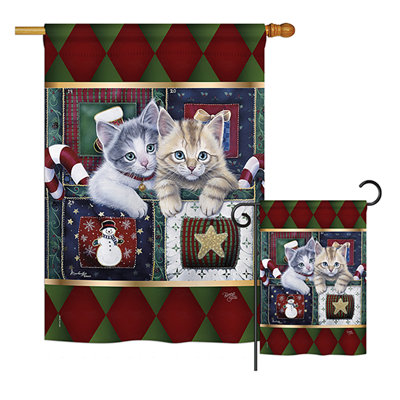 Chatons de noël winter impressions de noël 40 x 28 po ensemble de drapeau