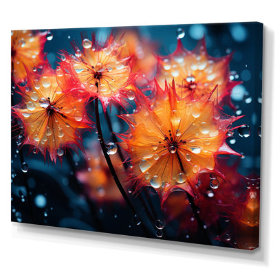 Coral Dandelion Dancing In The Morning - Floral Wall Decor