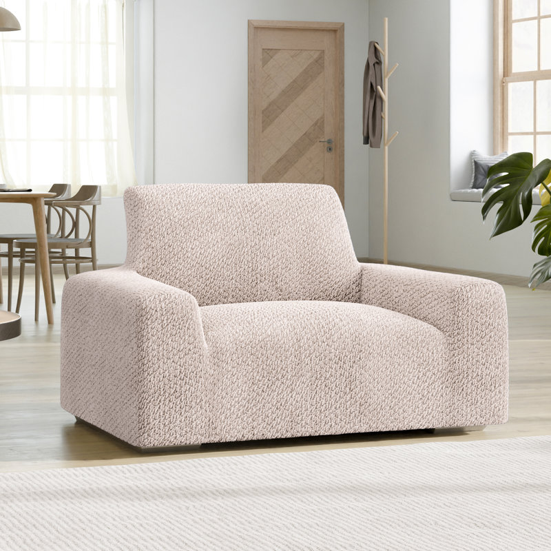 Housse extensible pour fauteuil - Douce au toucher et facile à nettoyer - Collection Velvet, Vanille
