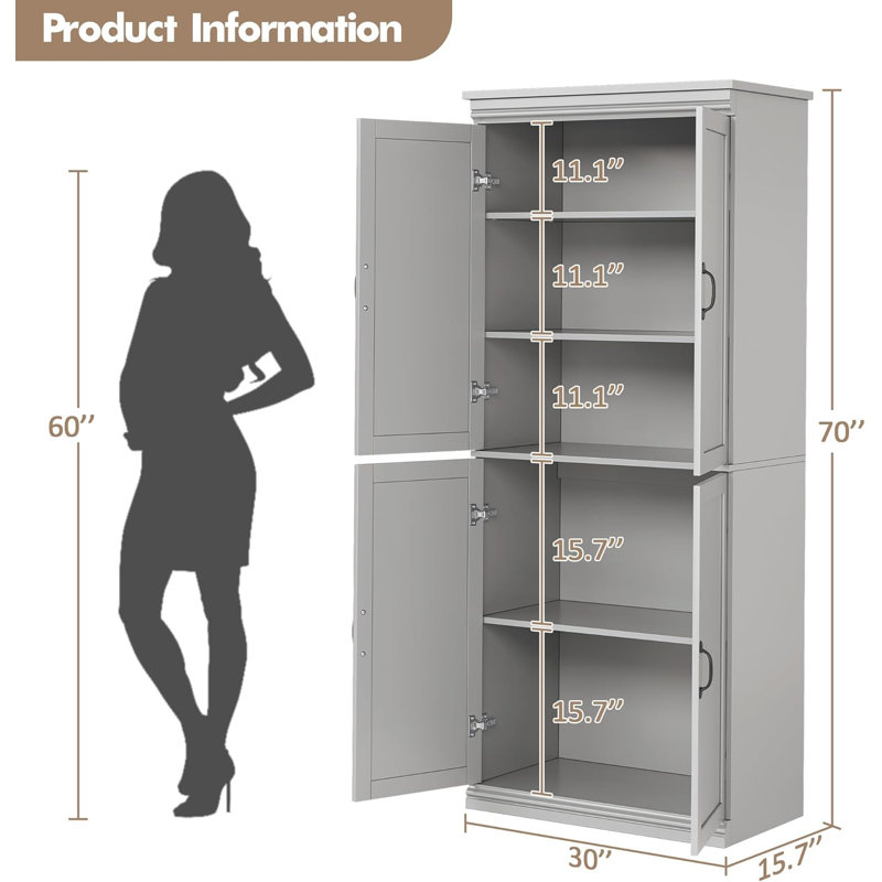 177.8cm Kitchen Pantry, Grey