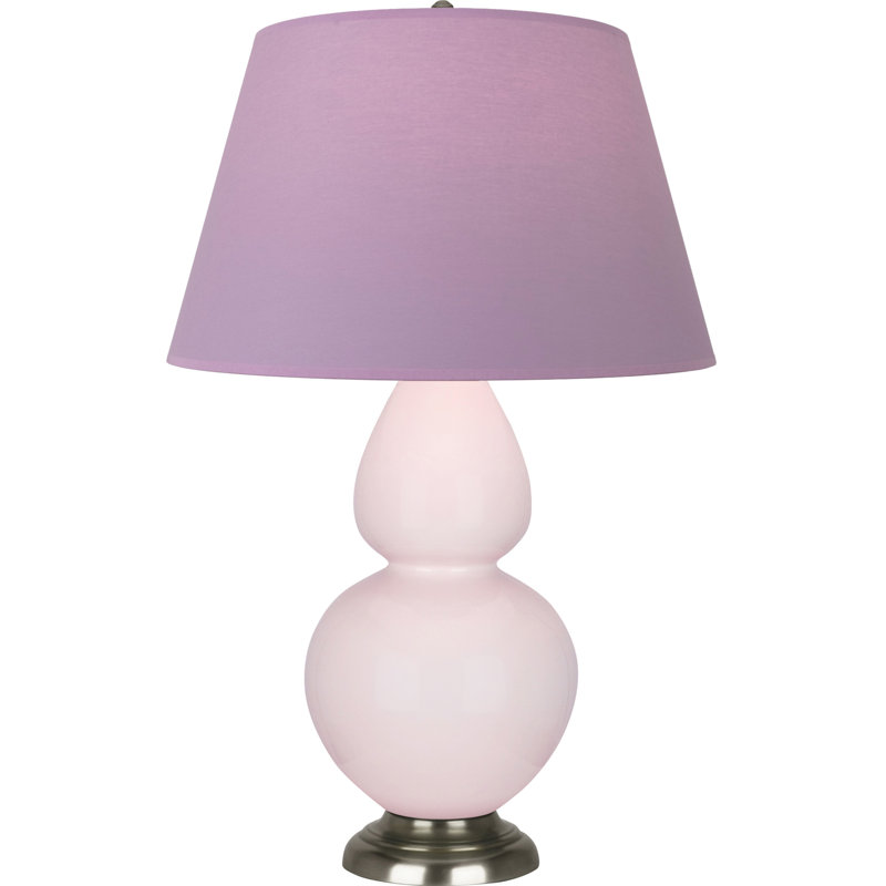 Lampe de table double gourde en céramique, Lavande / prune, Rose glacé à l'eau de rose / argent antique, Argent argent